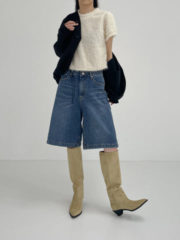 525 Cat Washing Bermuda Wide Denim